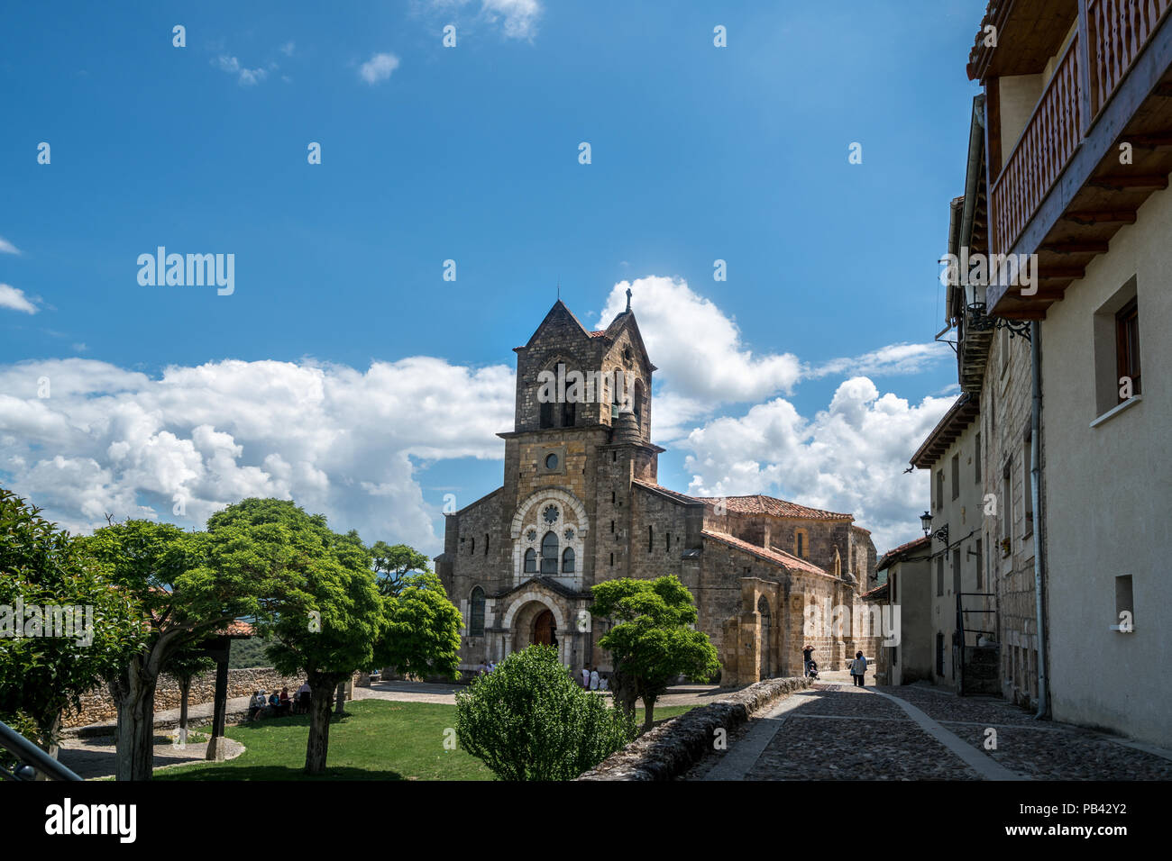 San Vicente church in a small town Frías, province of Burgos, Castile ...