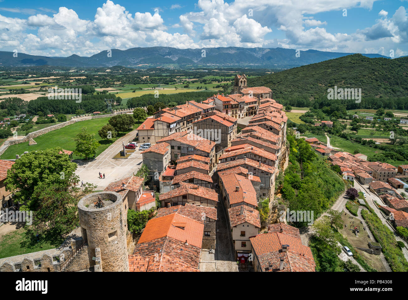 Panoramic view of a small town Frías, province of Burgos, Castile and Leon, Spain Stock Photo