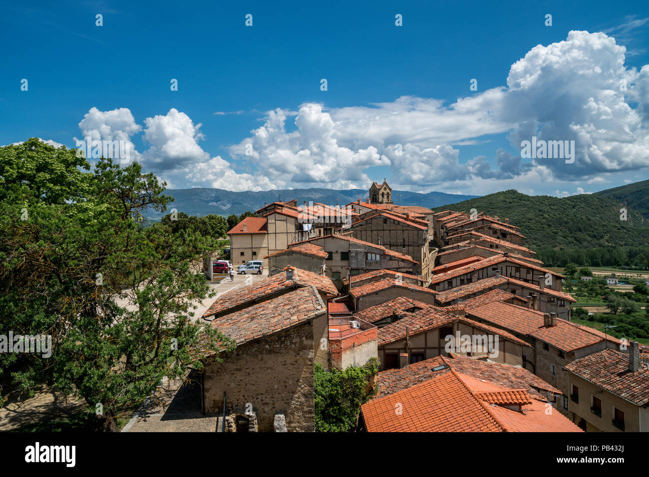 Panoramic view of a small town Frías, province of Burgos, Castile and Leon, Spain Stock Photo