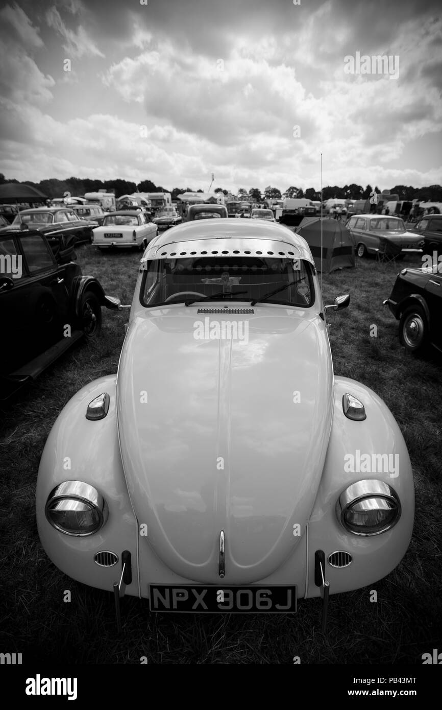 Volkswagen Beetle on taking part in the classic car show at the 2018 Cheshire Steam Fair Stock Photo