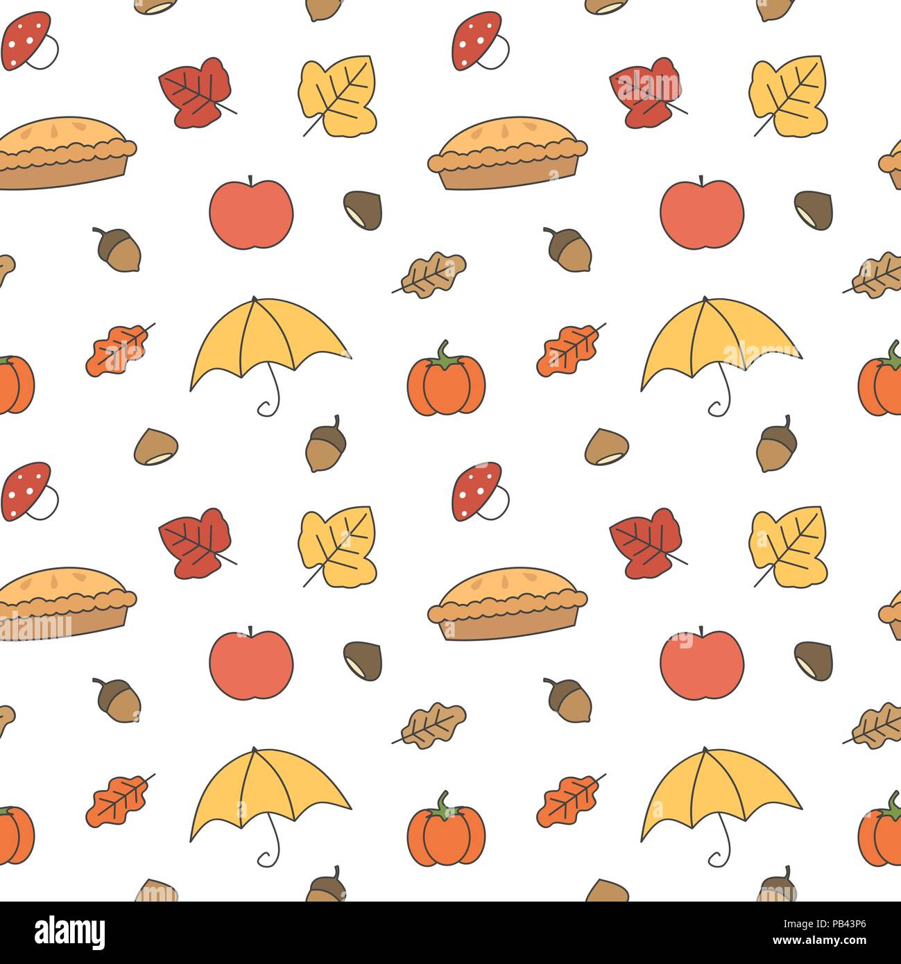 cute colorful fall autumn collection seamless vector pattern background ...