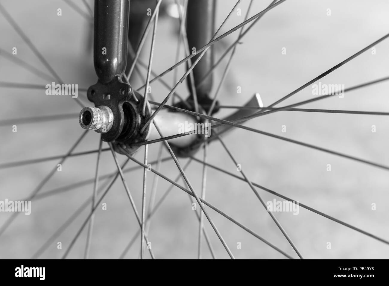 BICYCLE HUB CLOSE UP ON BLACK AND WHITE Stock Photo Alamy