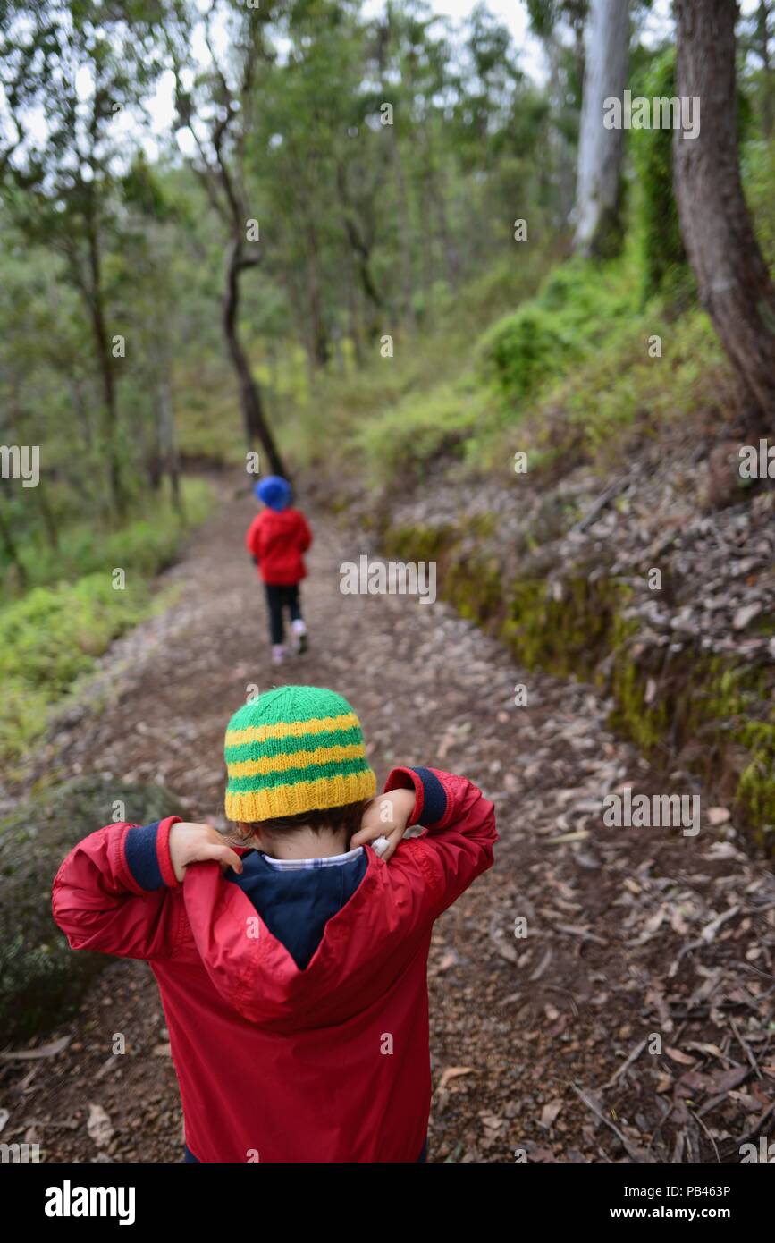 Children walking down the path to Little millstream falls, Millstream
