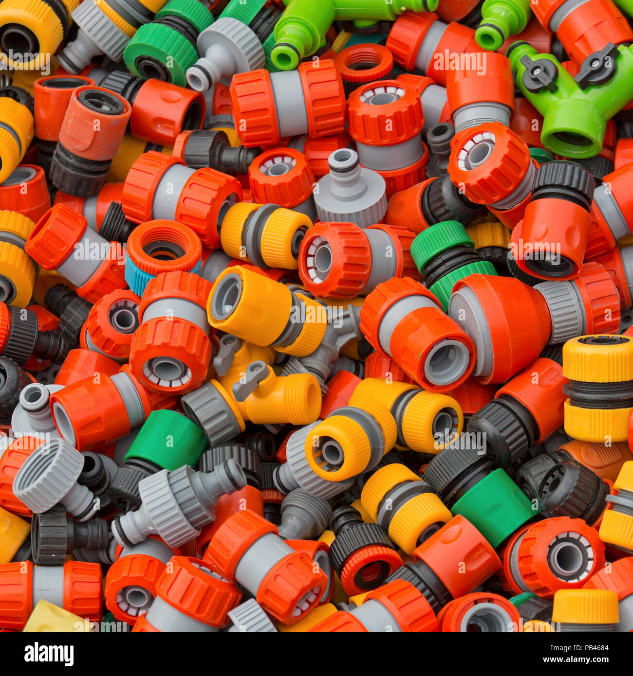 Colorful plastic hose fittings and adapters Stock Photo Alamy