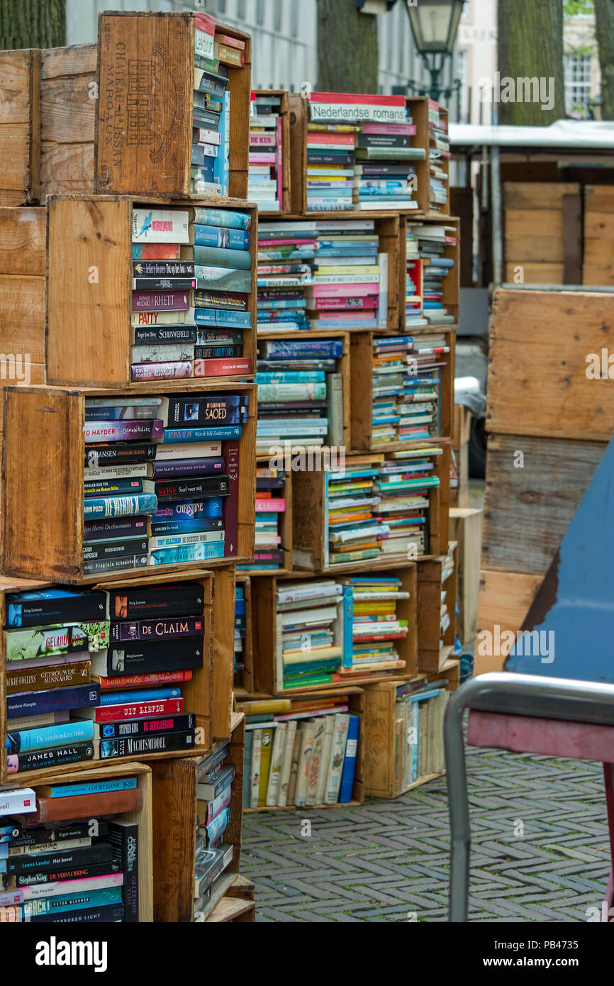 Fiction And Novel Books Uniquely On Display For Sale At A Book Market Stock Photo Alamy