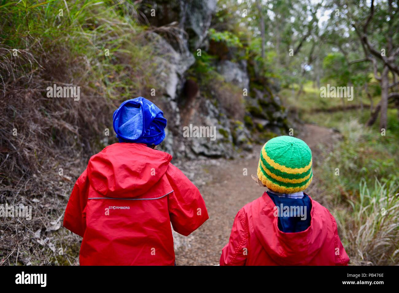 Children walking down the path to Little millstream falls, Millstream