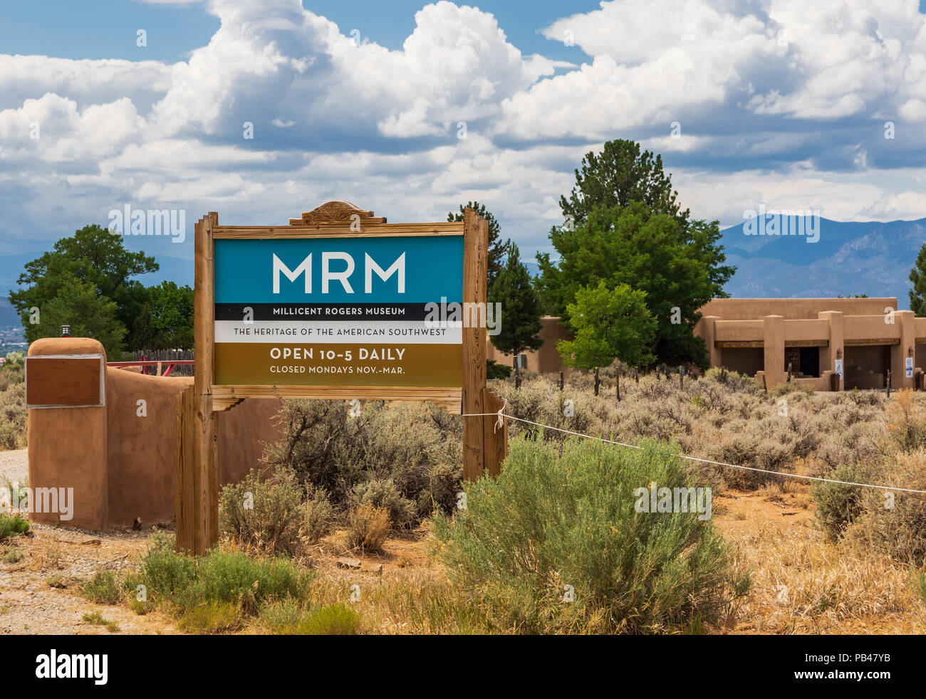 TAOS, NM, USA-6 JULY 18: The Millicent Rogers Museum of  southwestern heritage features collections of Native American, Hispanic art and artifacts. Stock Photo