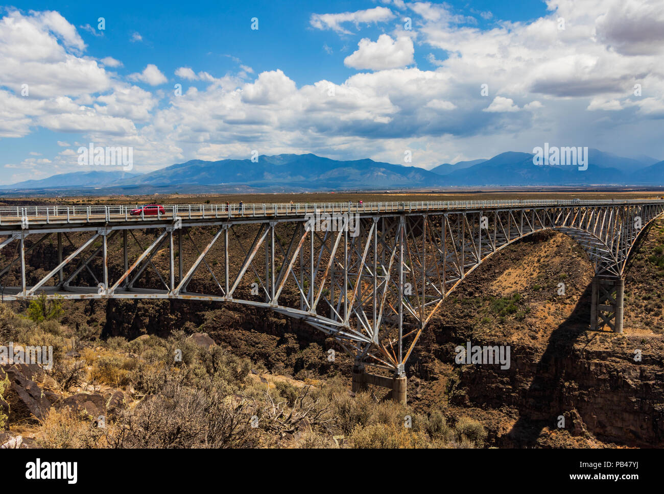 TAOS, NM, USA-6 JULY 18:  The Rio Grande Gorge Bridge, on US 64 south of Taos is the second highest bridge in the US Highway system. Stock Photo