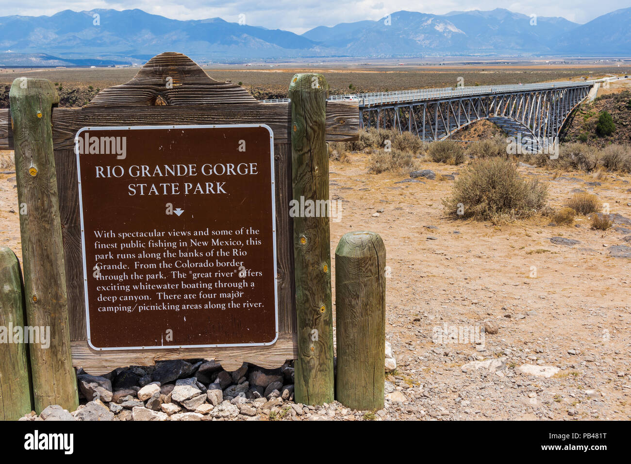 Taos Nm Usa 6 July 18 A Descriptive Sign At The Rio Grande Gorge Bridge On Us 64 South Of Taos The Second Highest Bridge In The Us Hwy System Stock Photo Alamy