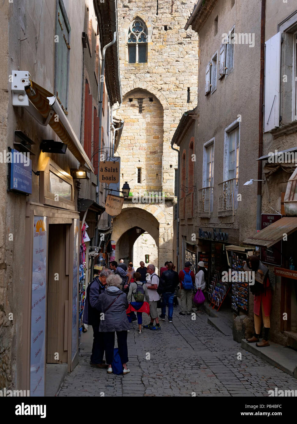 Inside the ancient walled city of Carcassonne, France Stock Photo