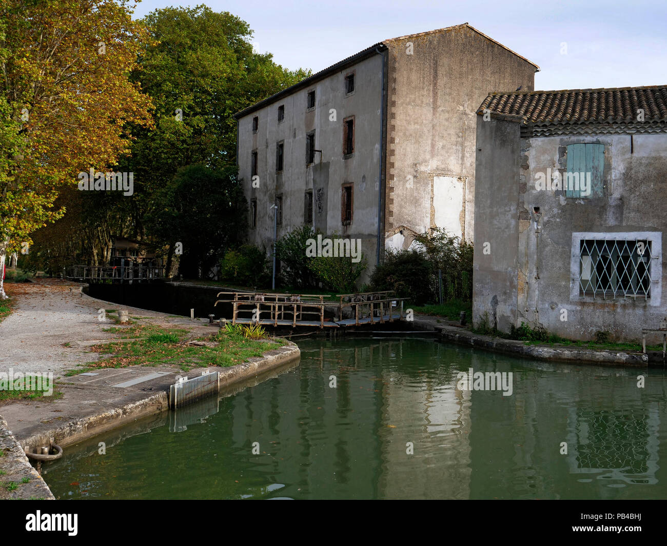St Roch canal locks at Castelnaudary, Canal du Midi, France Stock Photo