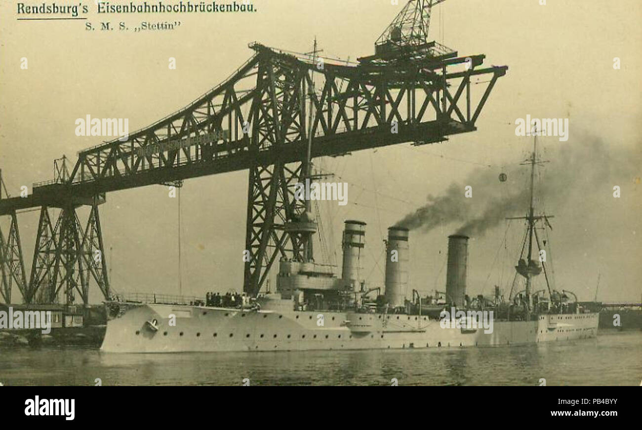 1253 Rendsburger Hochbrücke-SMS Stettin Stock Photo