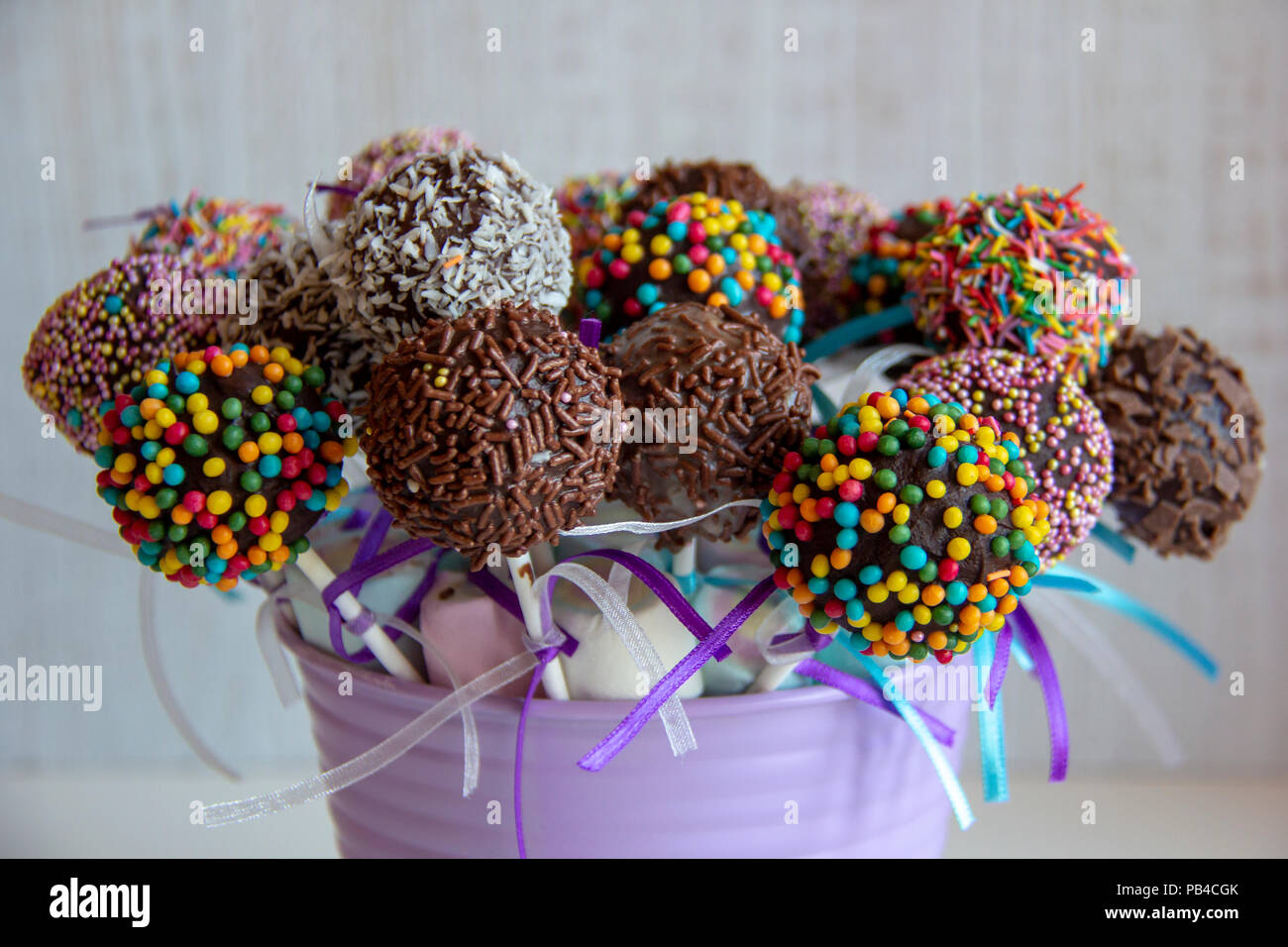 colored sweet cake pops candy. Candy bar and popcakes catering concept for  birthday, wedding and other holiday celebration Stock Photo - Alamy