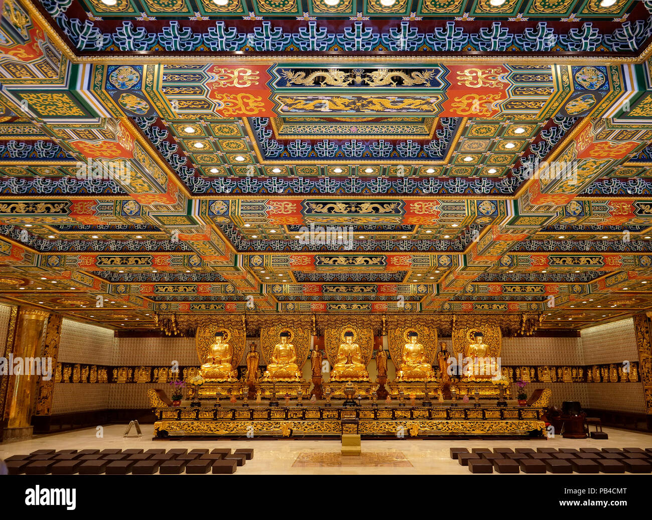 Main interior hall of the Po Lin Buddhist Monastery on located on Ngong Ping Plateau,  Lantau Island, Hong Kong China Stock Photo