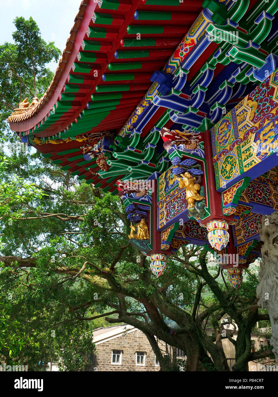 The Po Lin Buddhist Monastery on located on Ngong Ping Plateau,  Lantau Island, Hong Kong China Stock Photo