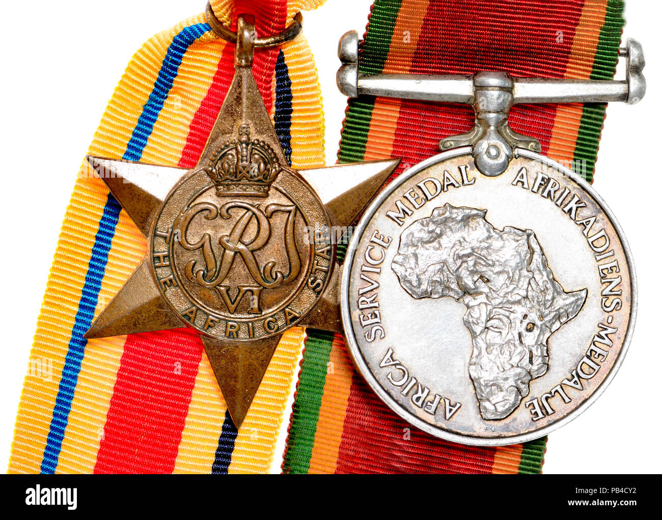 The Africa Star and Africa Service medals. Stock Photo