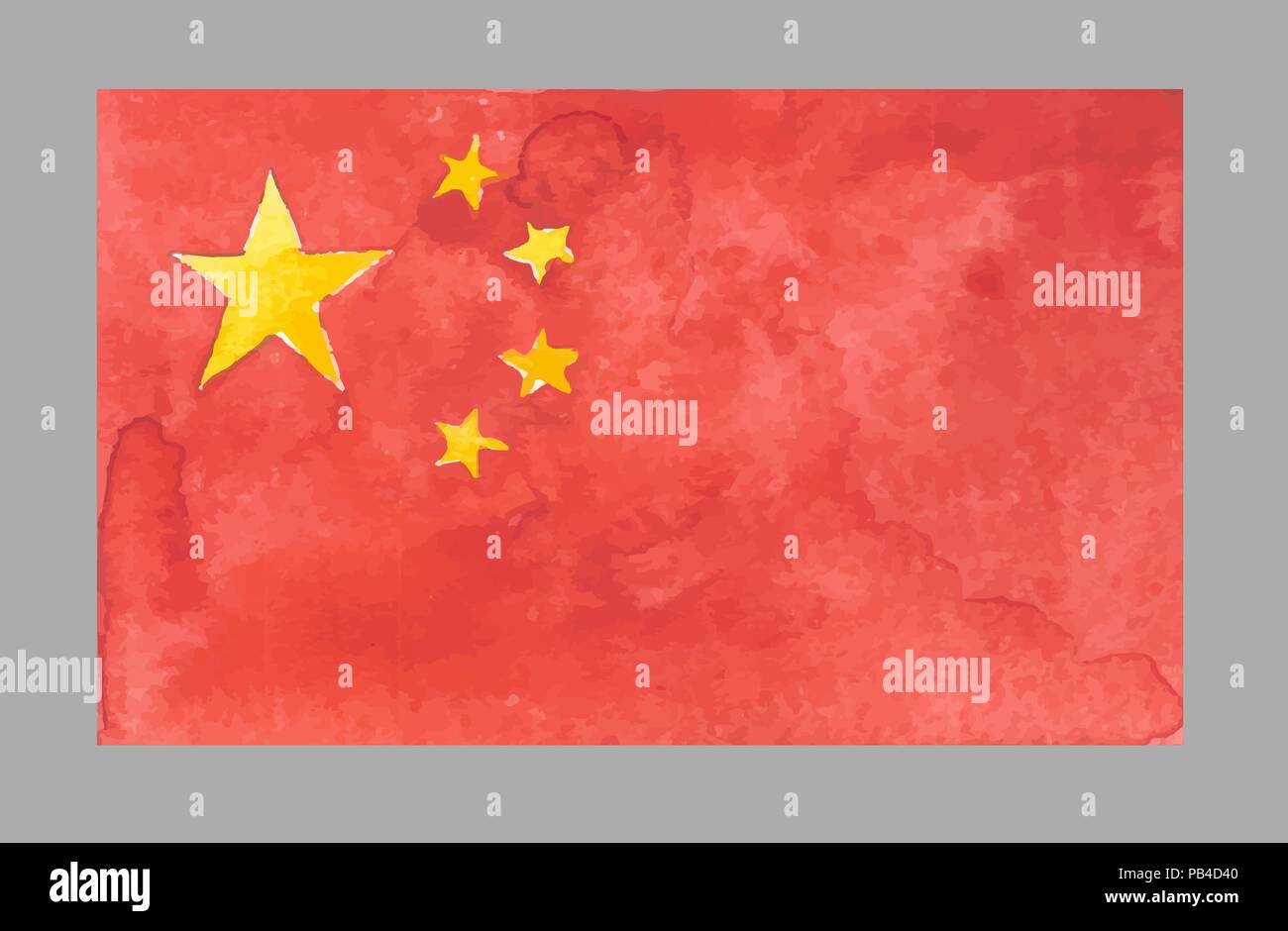 Watercolor China Flag. Vector EPS 10Œ Stock Vector
