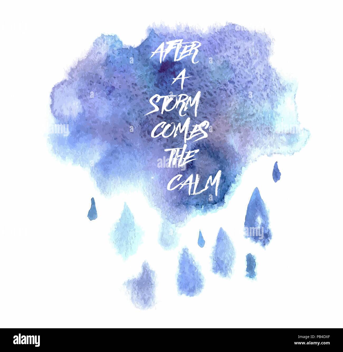 Watercolor Rainy Cloud. Vector EPS 10 Stock Vector