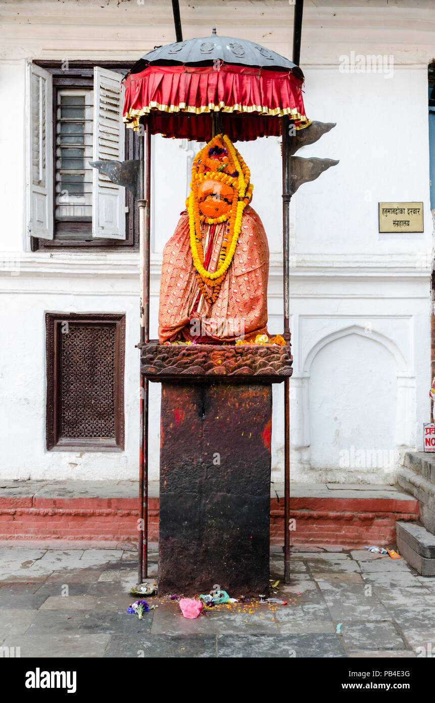 Hanuman statue at Hanuman Dhoka Basantapur Durbar Square, Kathmandu, Nepal Stock Photo