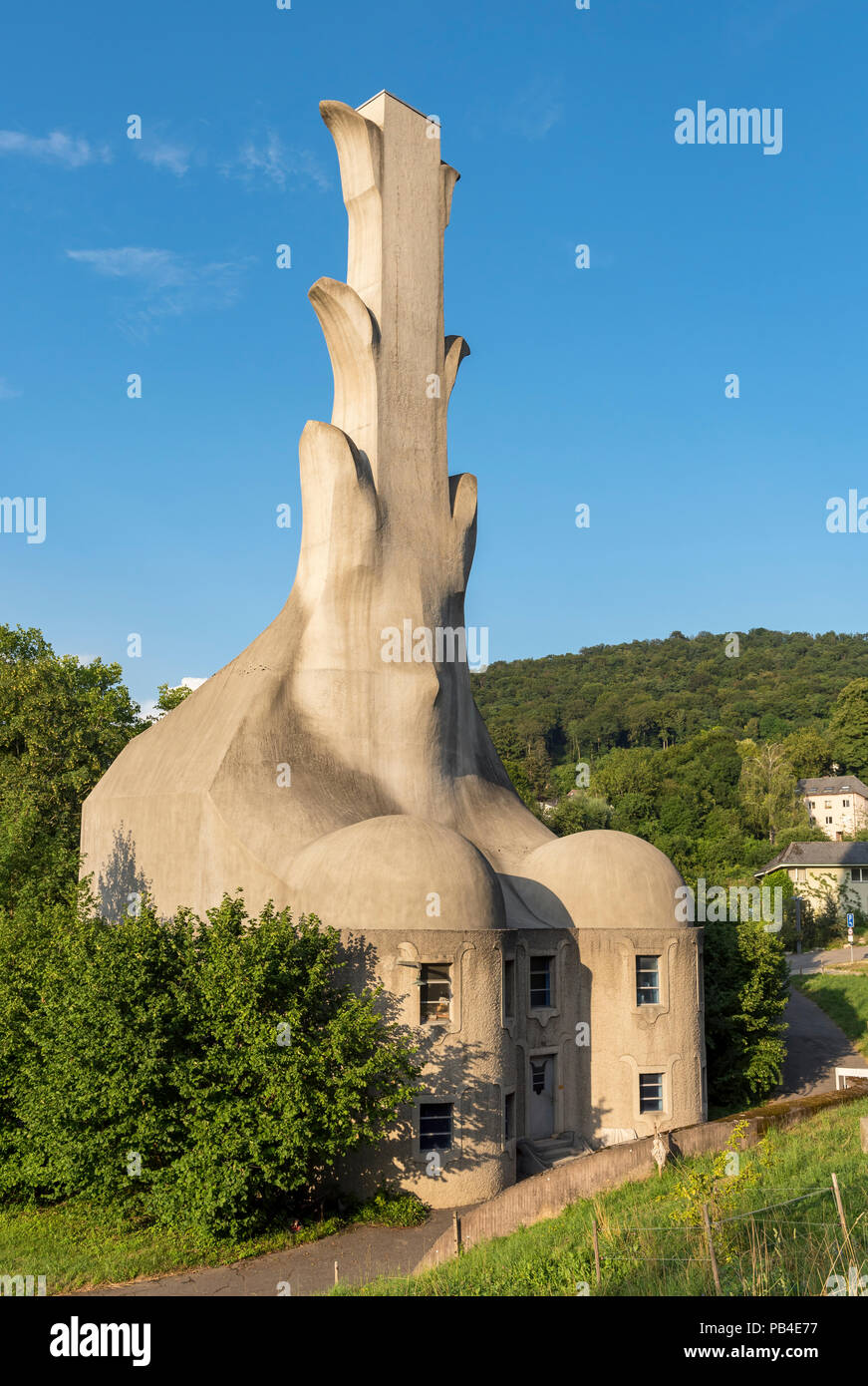 Boiler house with decorative chimney stack at Goetheanum in Dornach, Switzerland Stock Photo