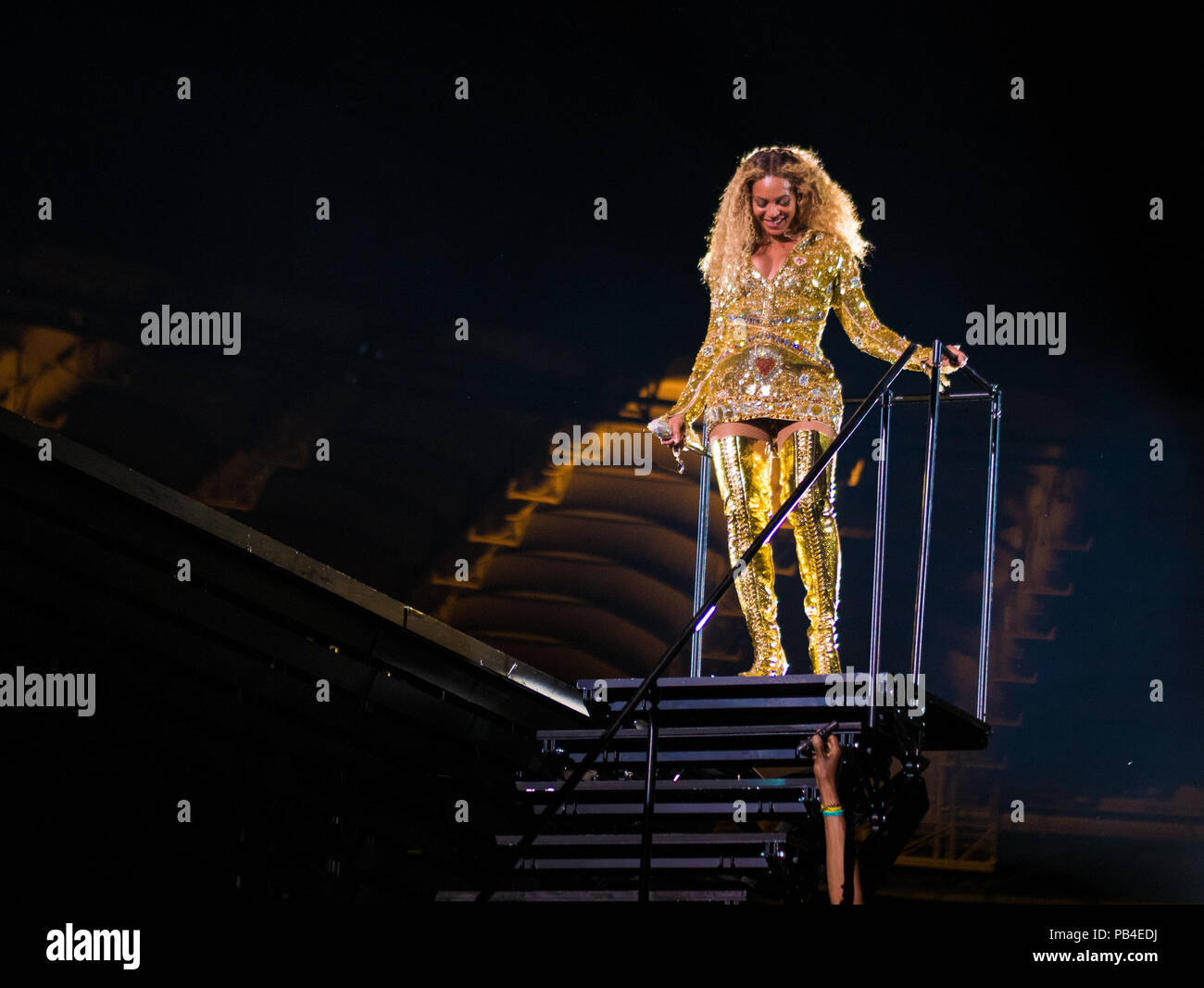 Rome Italy, 8 July 2018 , Live concert of Beyonce and Jay-Z OTRII at the Olimpico Stadium : singers the Carters during the concert Stock Photo