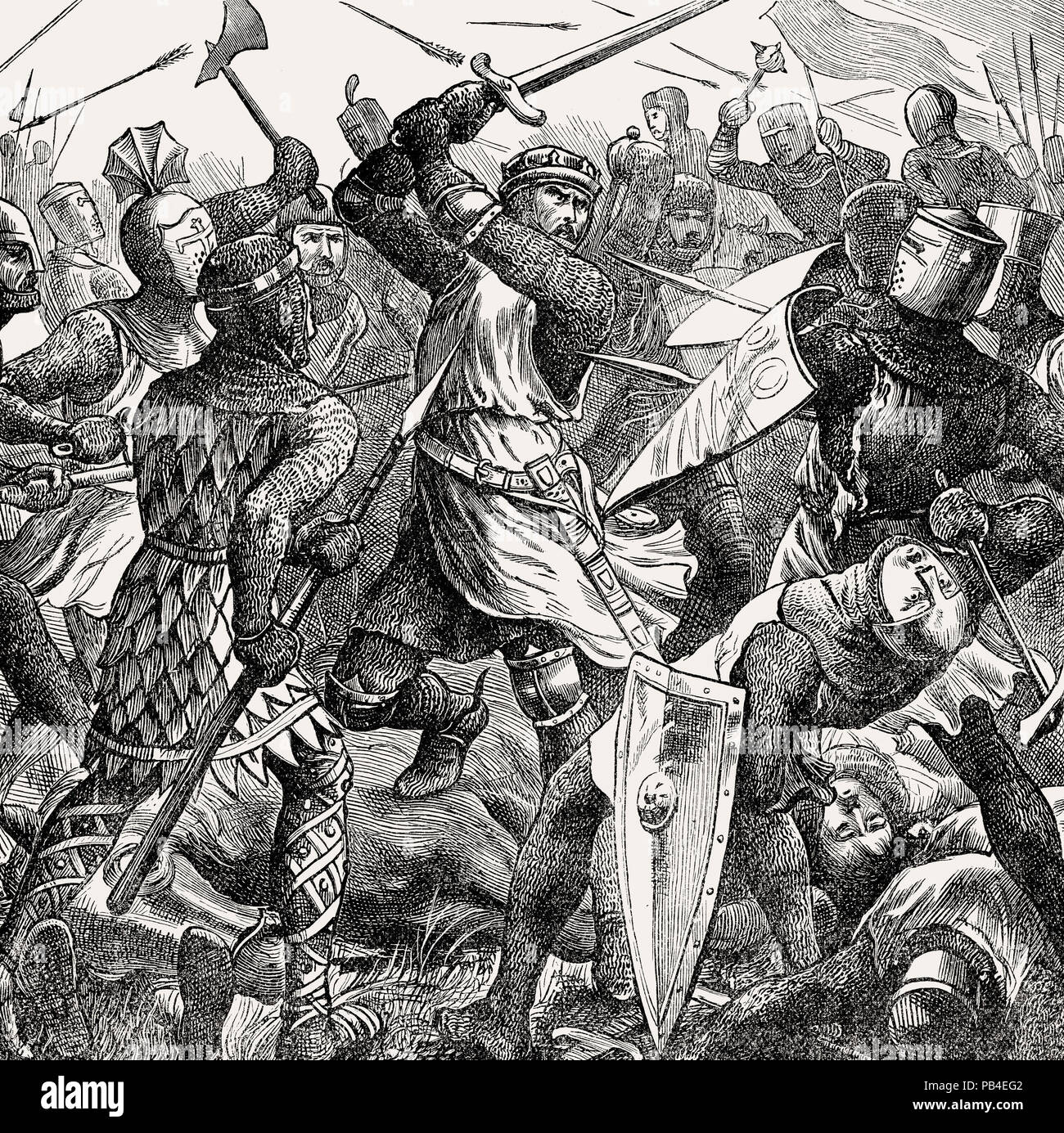 Prince Edward  at the Battle of Evesham on 4 August 1265, Second Barons' War, From British Battles on Land and Sea, by James Grant Stock Photo