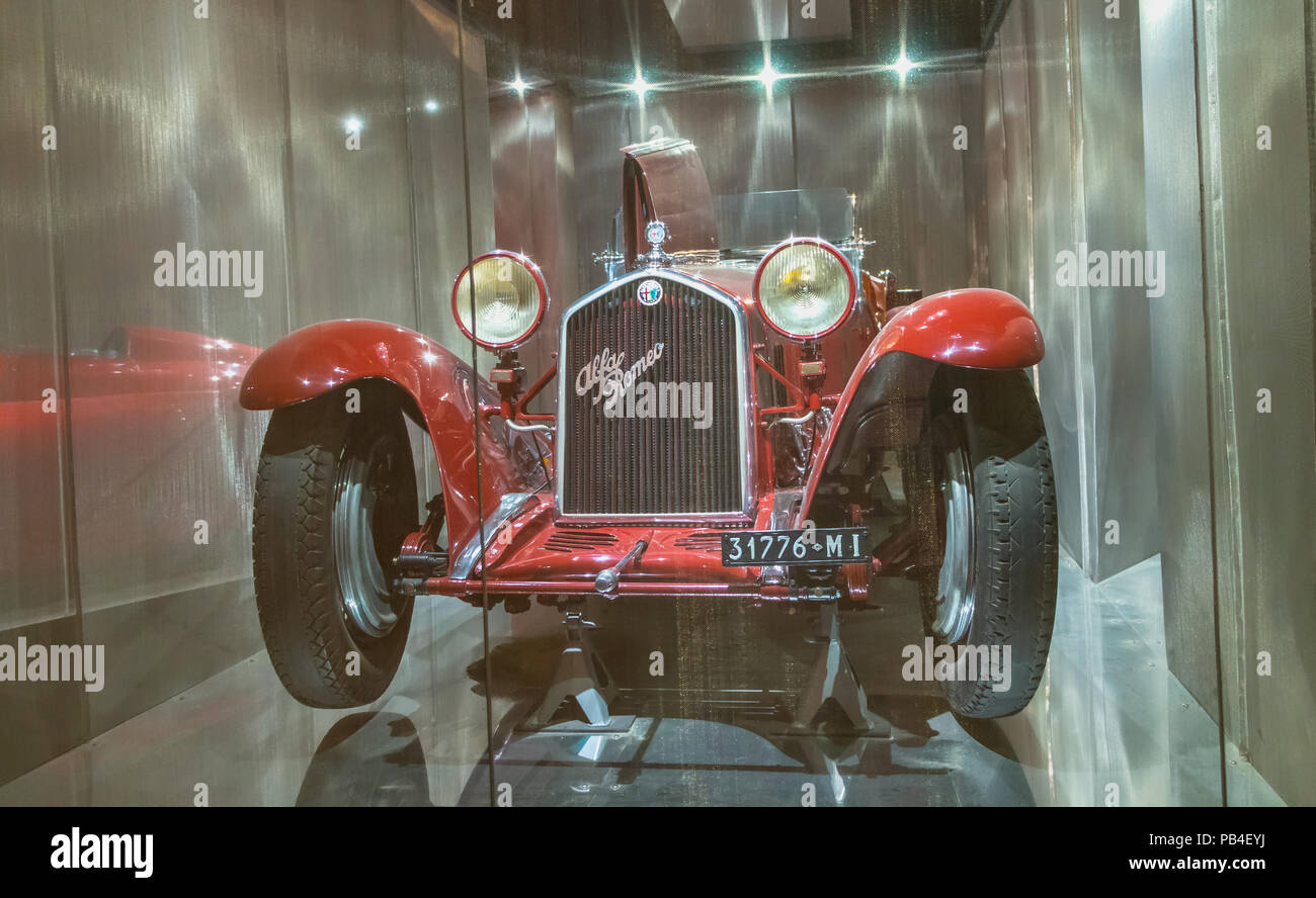 Milan, Italy November 5, 2017 exhibition of an Alfa Romeo retro car