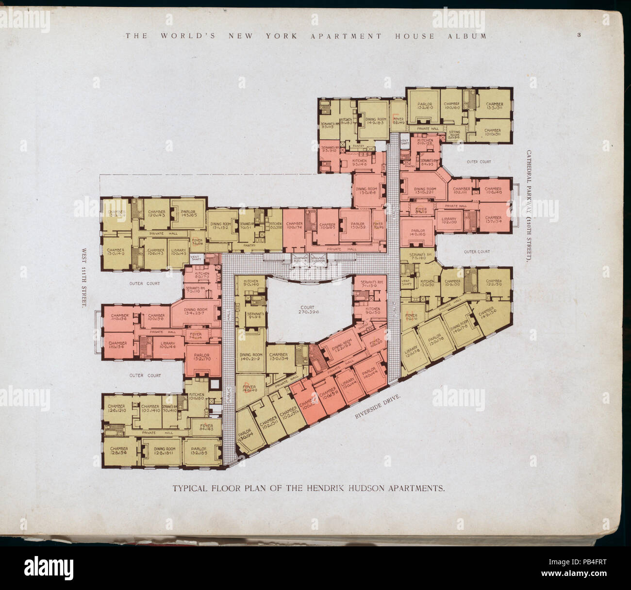 1784 Typical floor plan of the Hendrik Hudson Apartments (NYPL