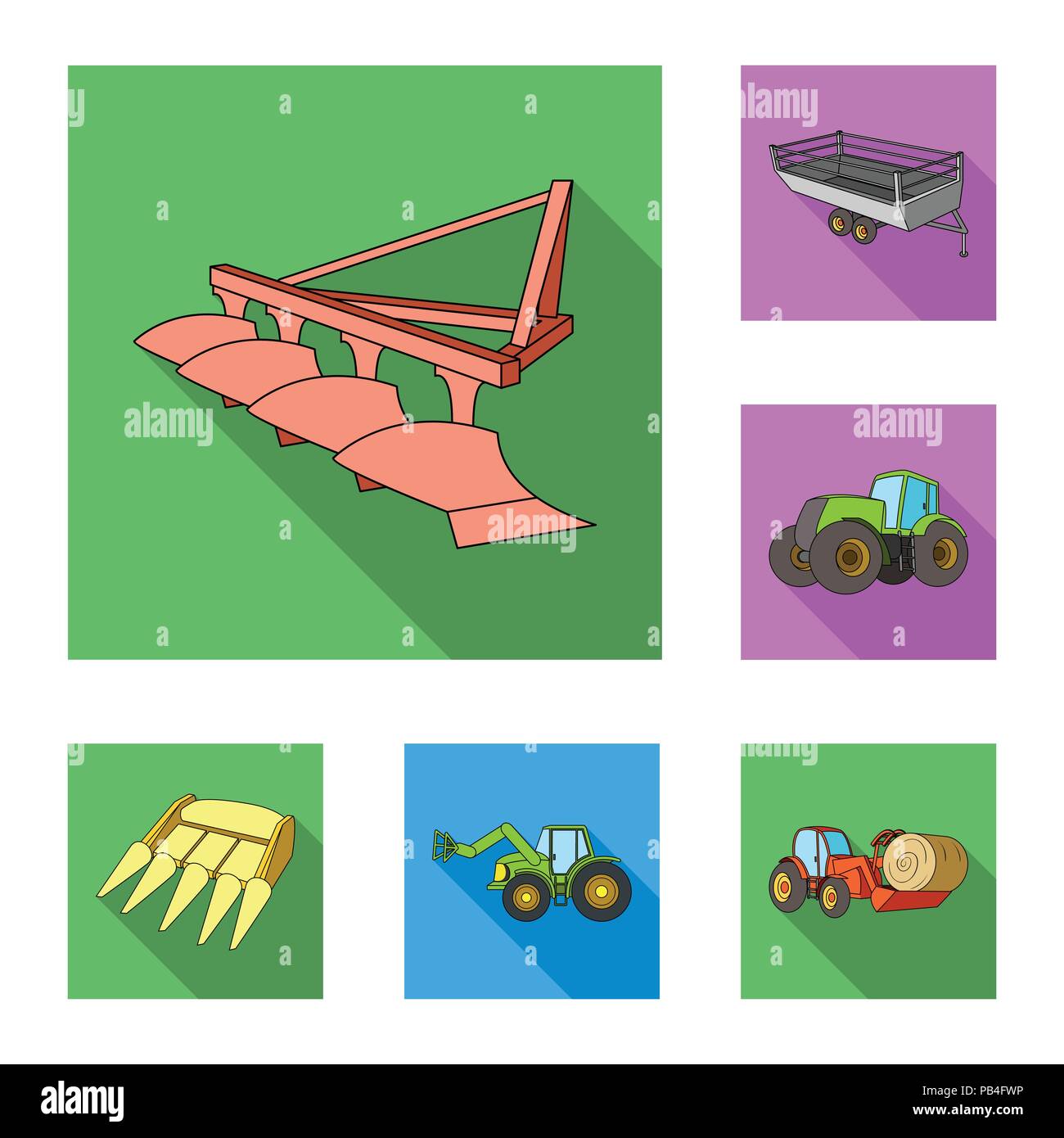 Agricultural machinery flat icons in set collection for design ...