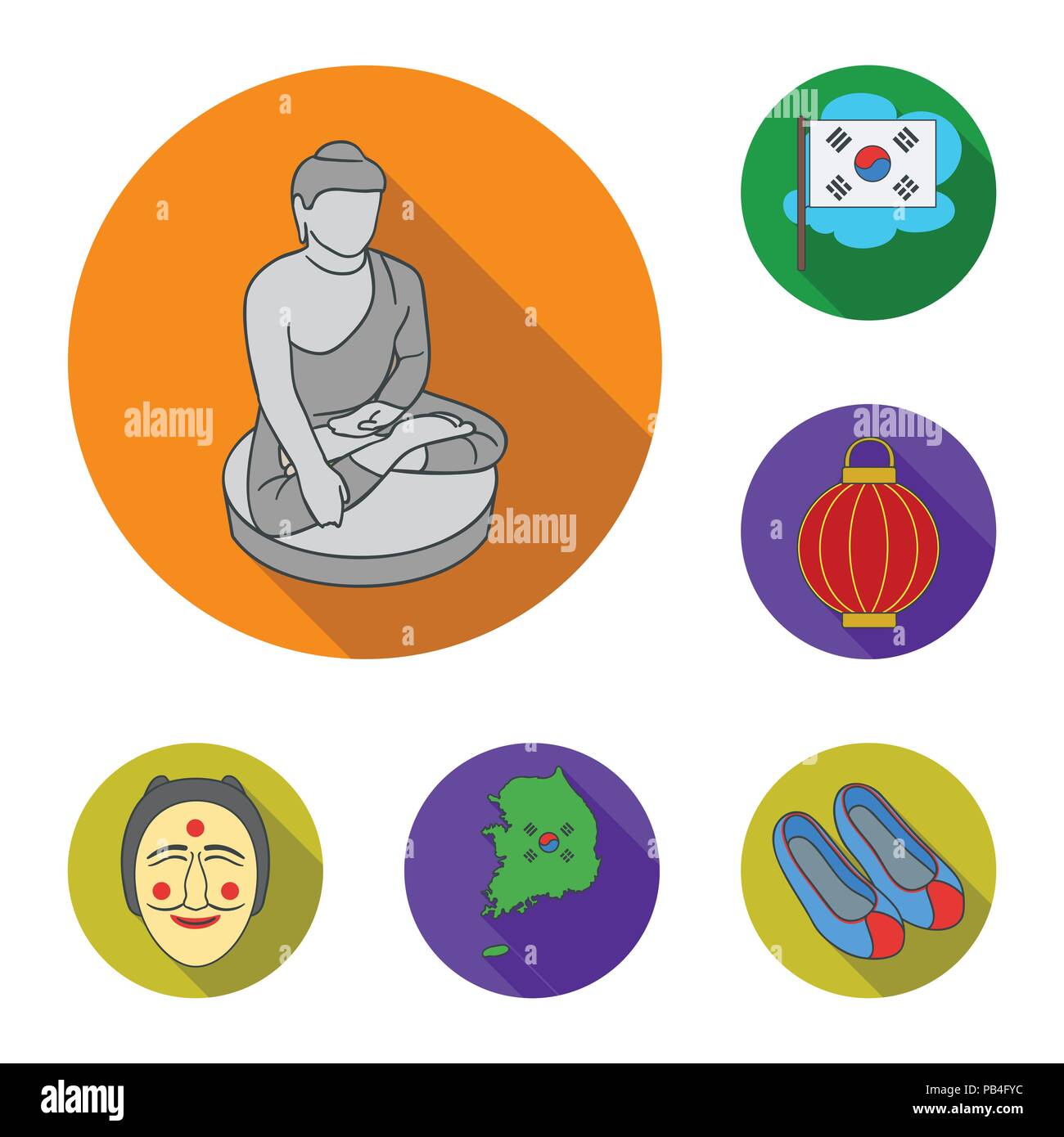 Country South Korea flat icons in set collection for design.Travel and ...
