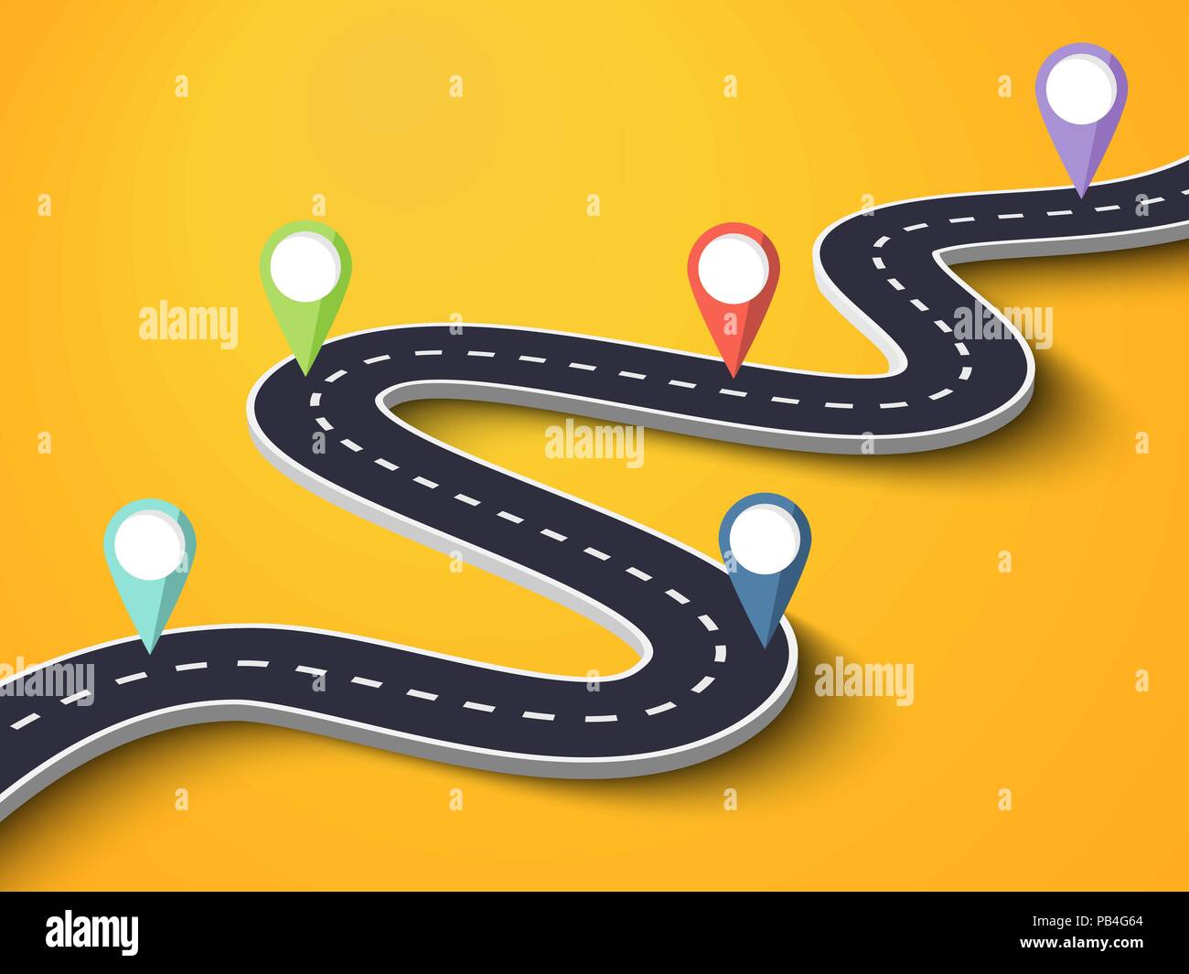 Winding Road on a Colorful Background. Road way location infographic ...