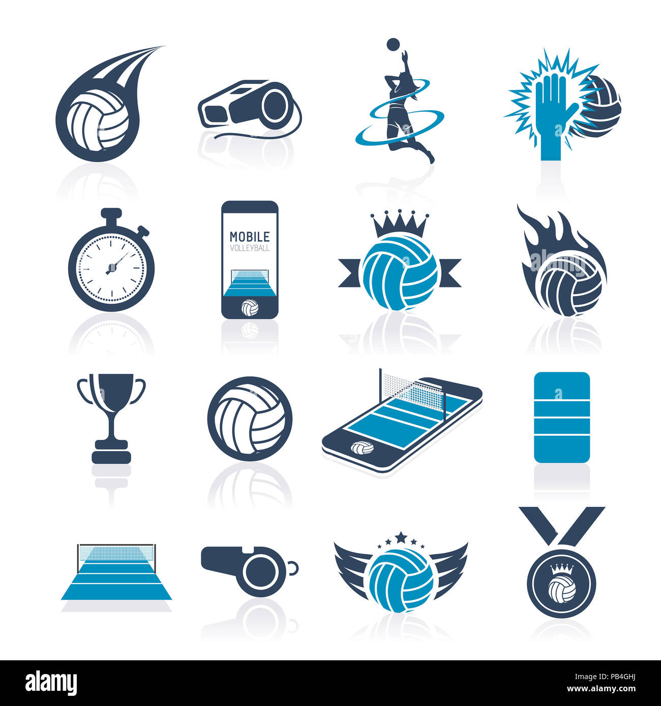 Volleyball icon set Stock Photo - Alamy