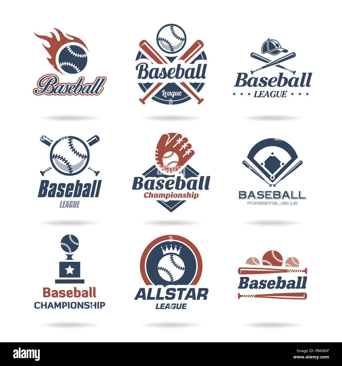 Baseball icon set Stock Photo - Alamy