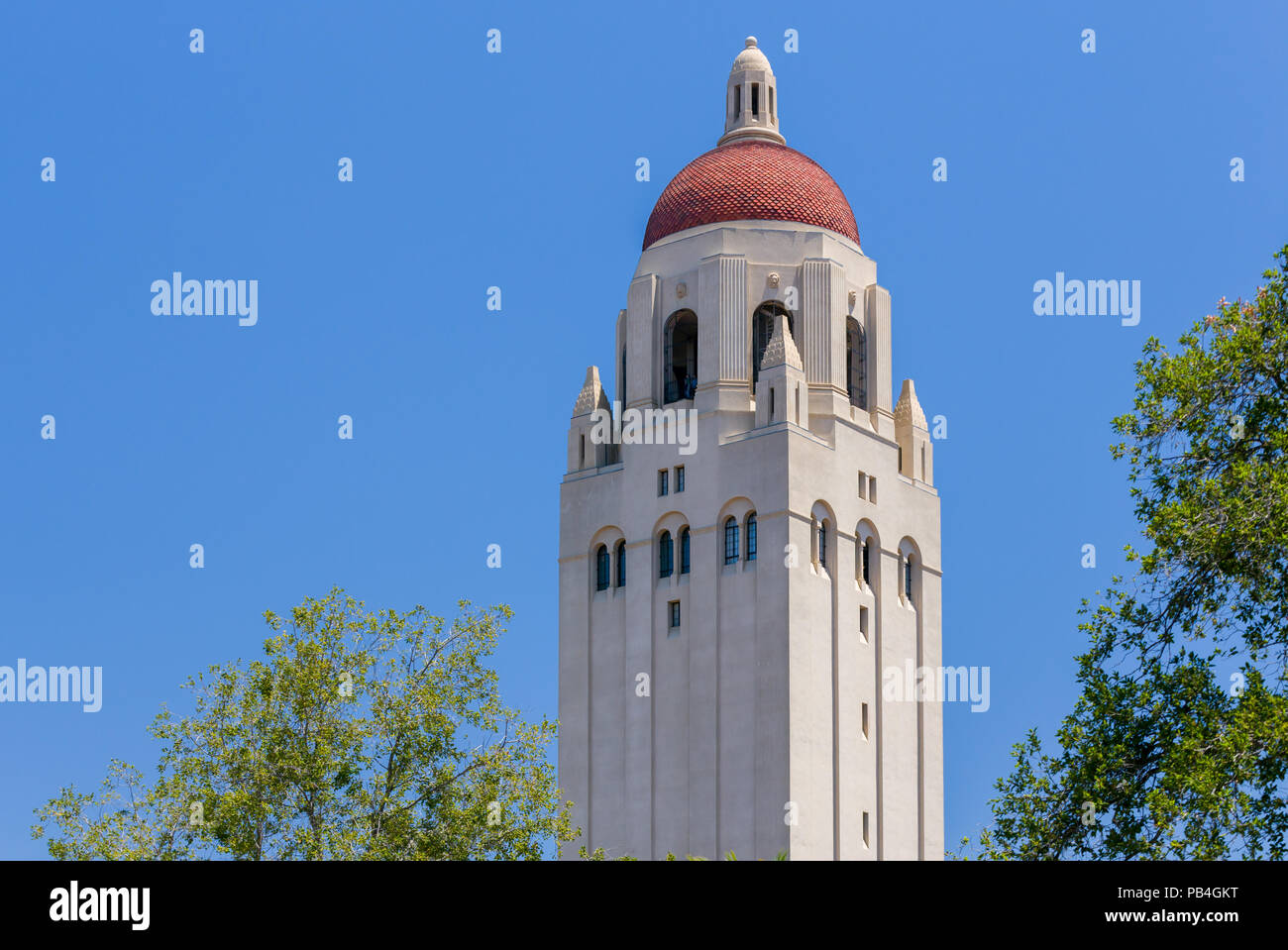 STANFORD, UNITED STATES - July 6:  Hoover Tower on the campus of  Stanford University. The tower houses the Hoover Institution of Library and Archives. Stock Photo
