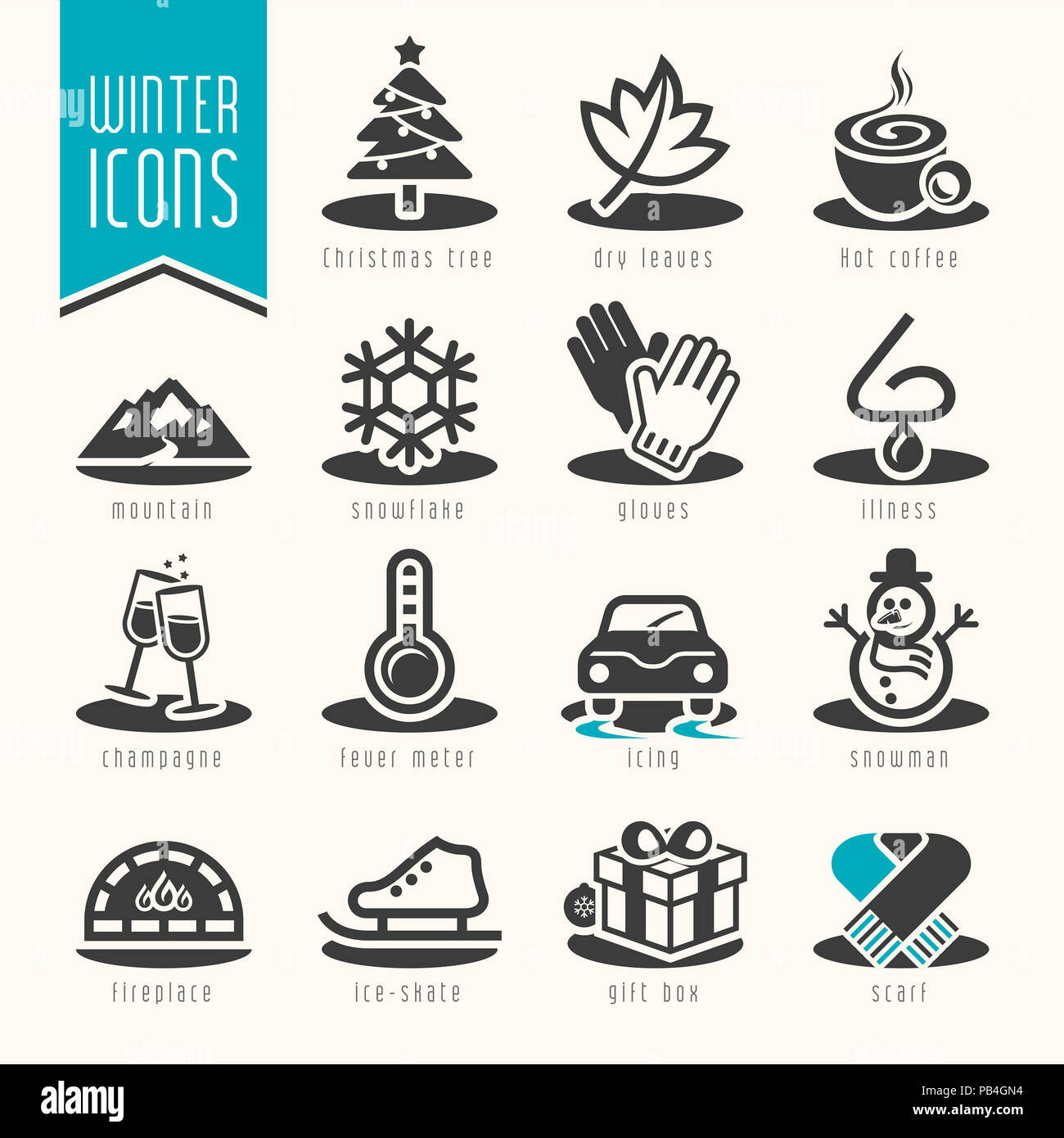 Winter icon set Stock Photo - Alamy