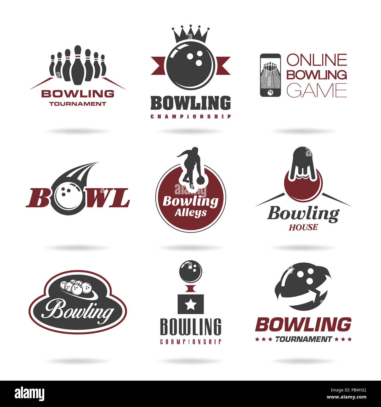 Bowling icon set Stock Photo - Alamy