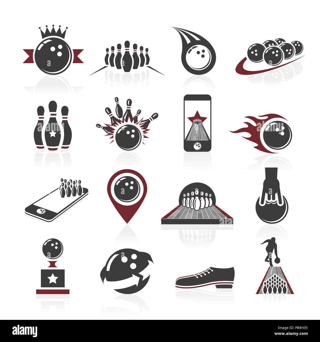 Bowling icon set Stock Photo - Alamy