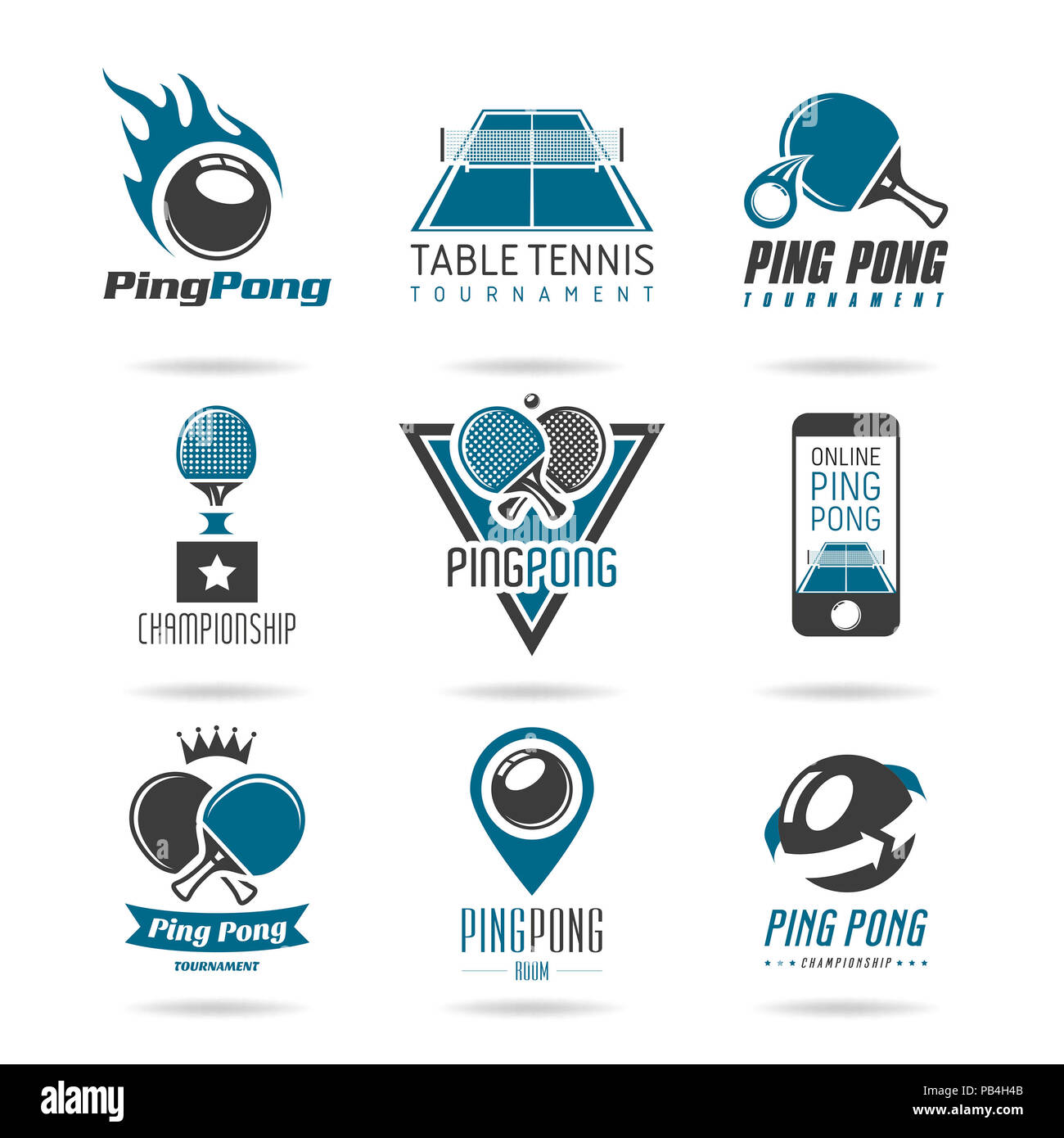Ping pong icon set Stock Photo