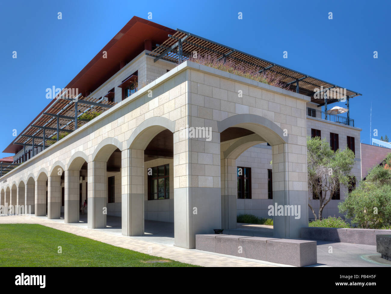 STANFORD, UNITED STATES - July 6:  James &  Anna Marie Spilker Engineering & Applied Sciences Building on the campus of Stanford University. Stock Photo