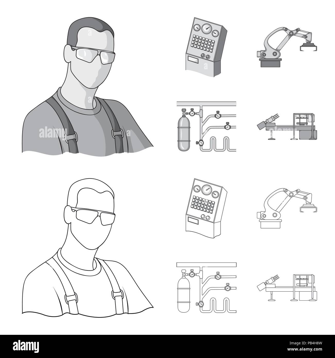 Modern equipment and other icon in outline,monochrome style.Machine
