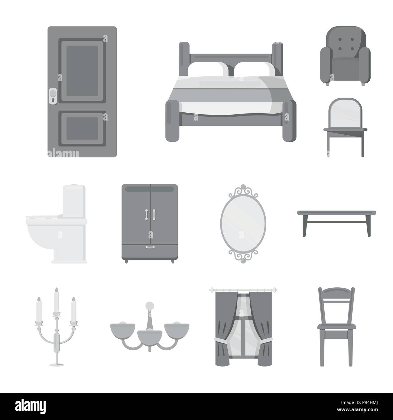Furniture and interior monochrome icons in set collection for design ...