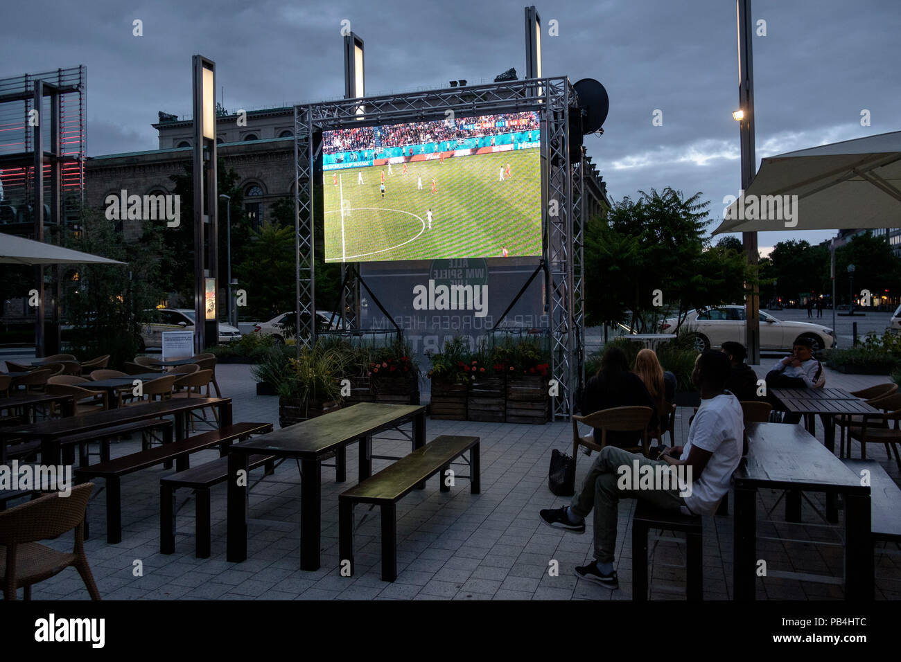 People watching a football match of World Cup, Hannover, Germany, January 22, 2018. Stock Photo