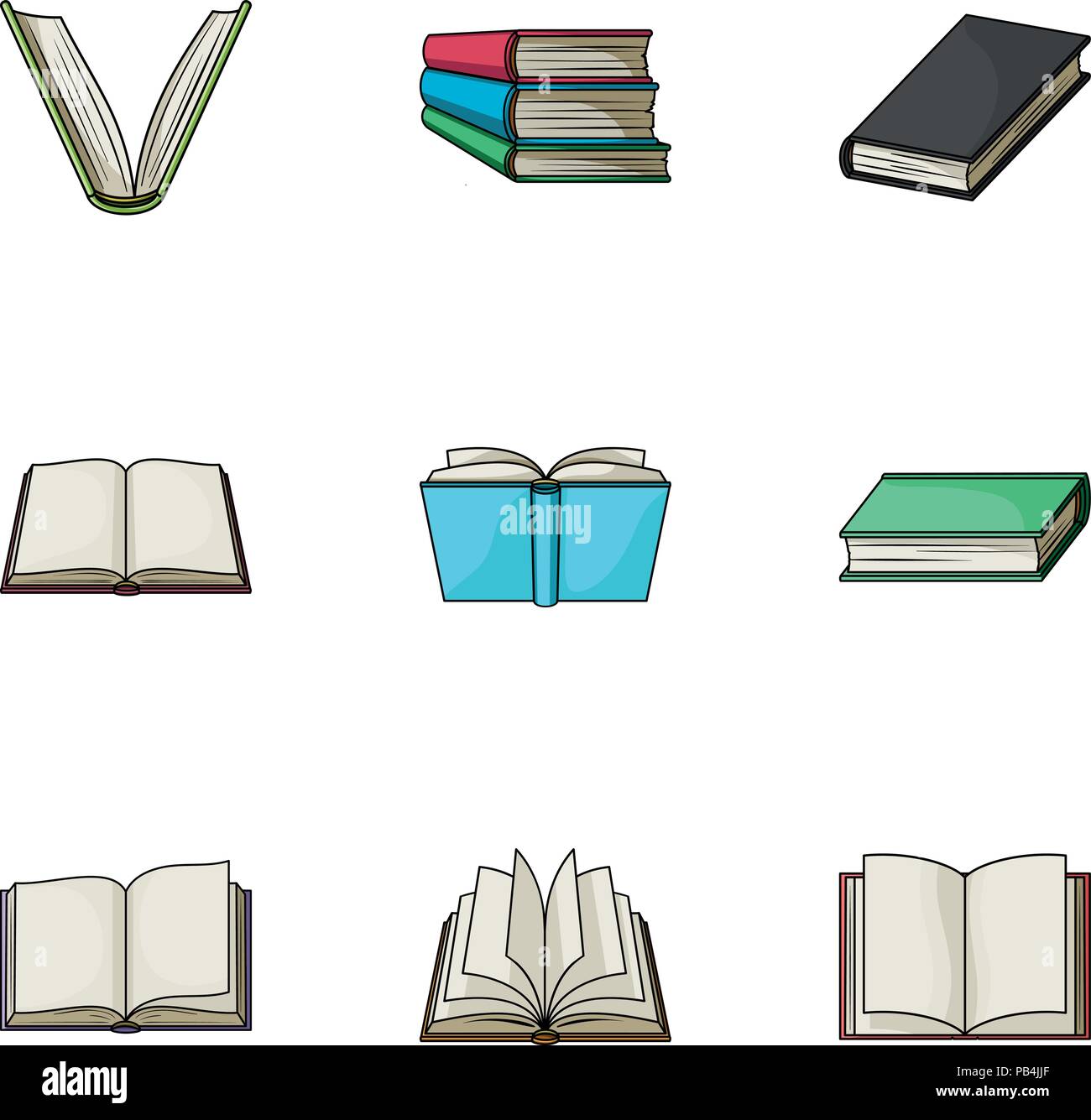 https://c8.alamy.com/comp/PB4JJF/a-set-of-pictures-with-books-books-notebooks-studies-books-icon-in-set-collection-on-cartoon-style-vector-symbol-stock-web-illustration-PB4JJF.jpg