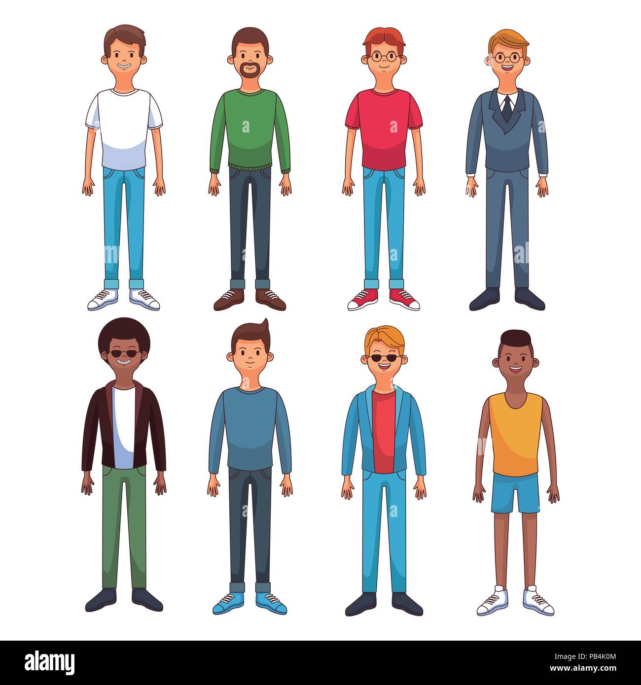 Set of young mens in round icons vector illustration graphic design ...