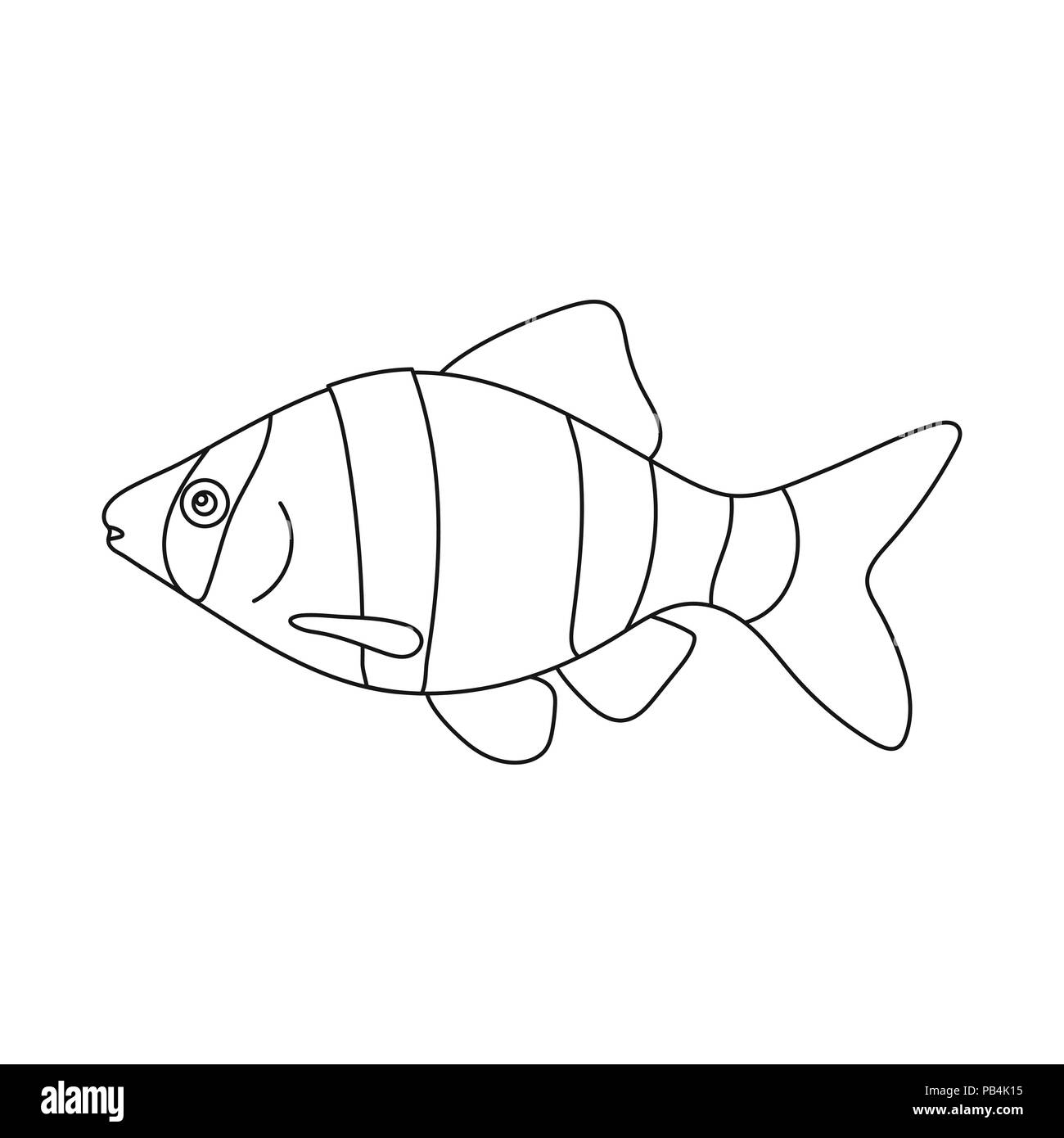 Barbus fish icon outline. Singe aquarium fish icon from the sea,ocean life outline stock vector Stock Vector