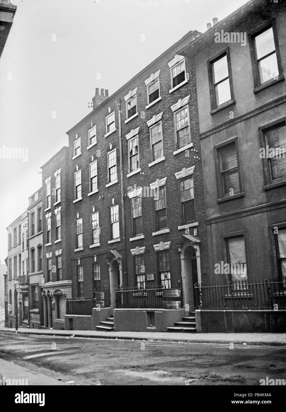 Judges lodgings were tall terraced buildings on High Pavement, Nottingham, England. Edwardian image taken in 1910 Stock Photo
