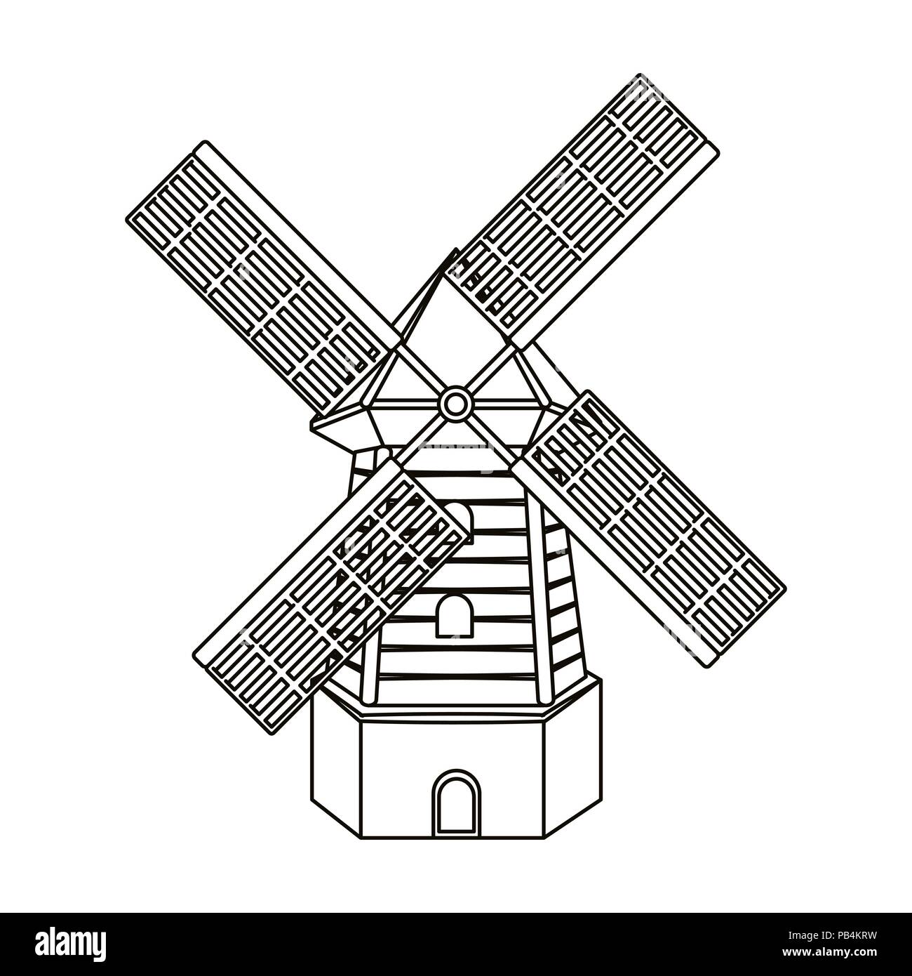 Rural wooden mill. Mill for grinding grain into flour.Farm and