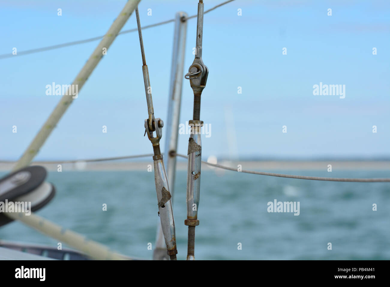 Standing rigging on a small yacht Stock Photo