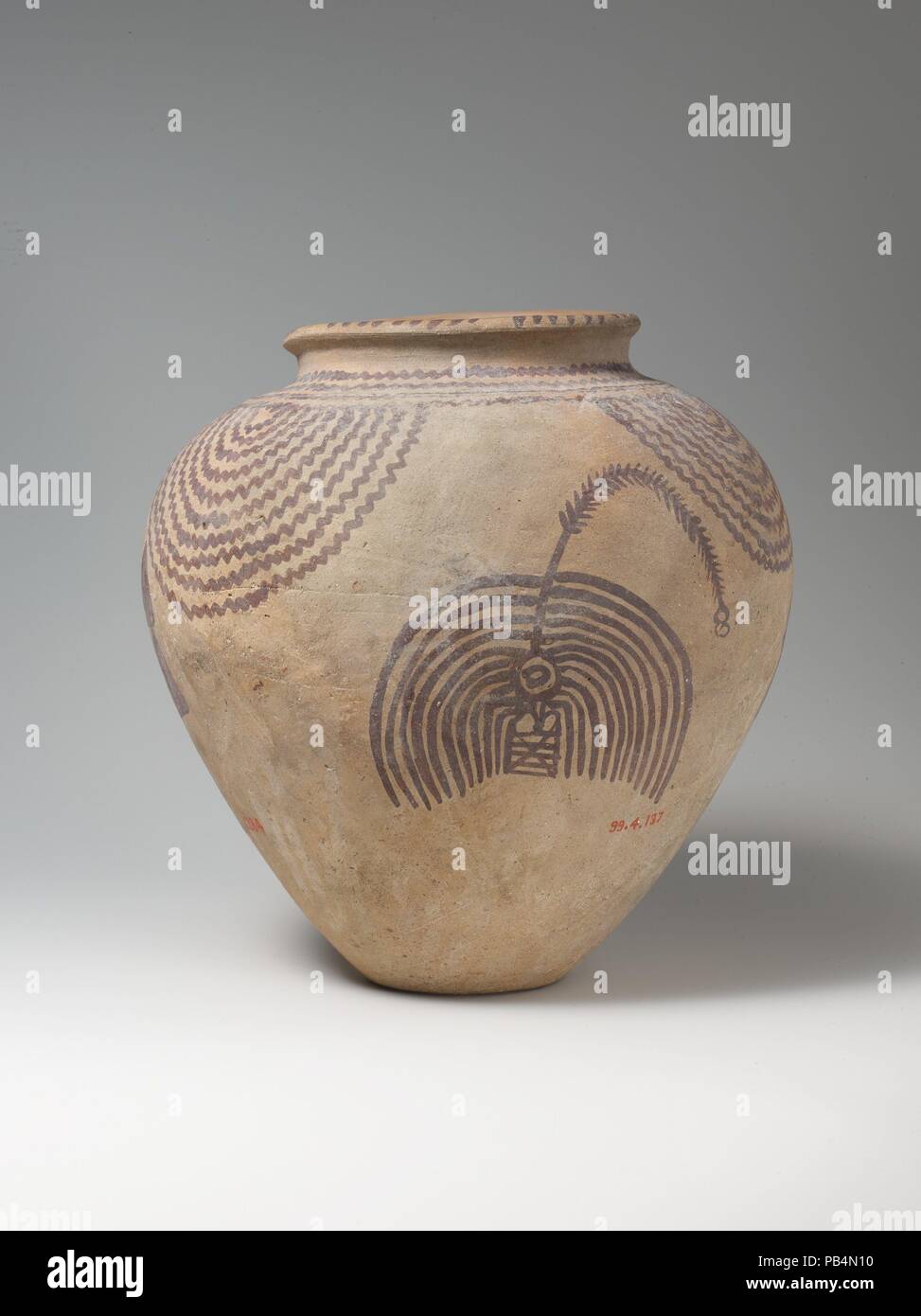 Jar with Motifs of Plants and Water. Dimensions: H: 21 cm (8 1/4 in.); diam: 20 cm (7 7/8 in.). Date: ca. 3450-3300 B.C.. Museum: Metropolitan Museum of Art, New York, USA. Stock Photo