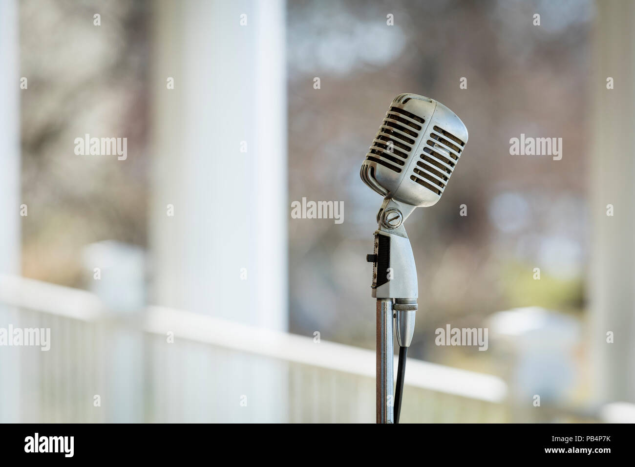 Vintage Elvis Presley Shure 555W Unidyne Dynamic Microphone from the 1960's  on a Southern Colonial style balconey Stock Photo - Alamy